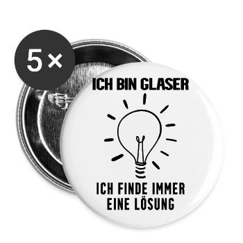 Glaser Beruf Ausbildung - Buttons klein 25 mm (5er Pack) - Weiß - Vorne