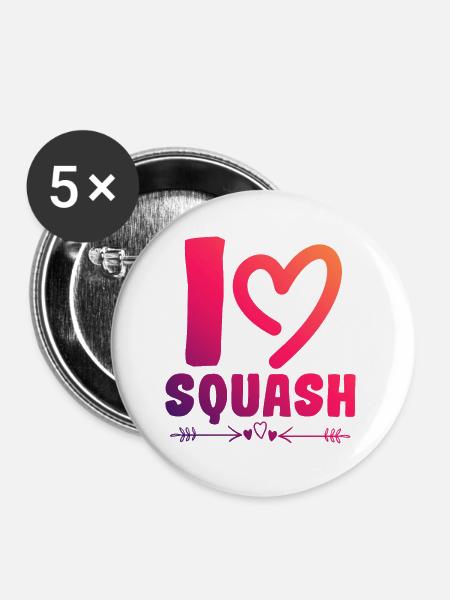 Ich liebe Squash - Buttons klein 25 mm (5er Pack) - Weiß