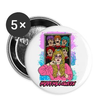 HAPPY HALLOWEEN GIRL Apocalypse Horror Monster - Buttons small 1''/25 mm (5-pack) - white - Front