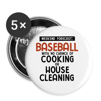 Baseball - Buttons klein 25 mm (5er Pack) - Weiß - Vorne