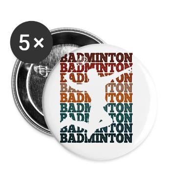Badminton - Buttons klein 25 mm (5er Pack) - Weiß - Vorne