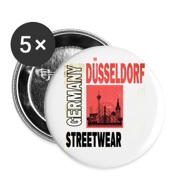Dusseldorf Germany City Skyline Home Love - Buttons small 1''/25 mm (5-pack) - white - Front