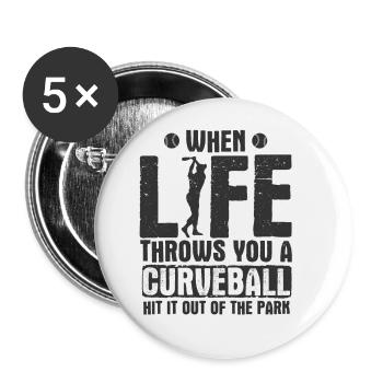 Baseball - Buttons klein 25 mm (5er Pack) - Weiß - Vorne