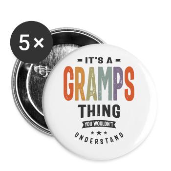 Mens c’est un truc de gramps drôle papa grand-père - Lot de 5 petits badges (25 mm) - blanc - Devant