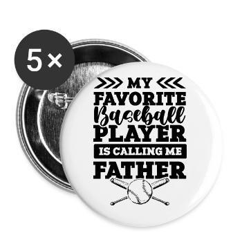 baseball father - Buttons klein 25 mm (5er Pack) - Weiß - Vorne