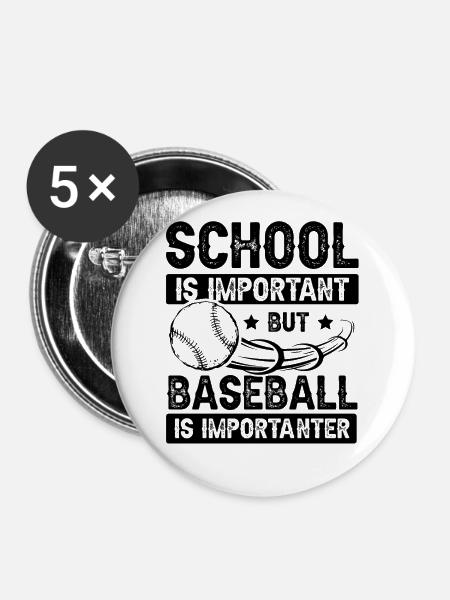 baseball school - Buttons klein 25 mm (5er Pack) - Weiß