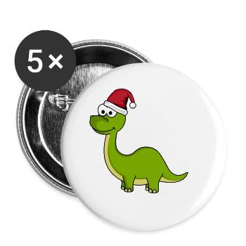 Dinosaurier brontosaurus Weihnachten - Buttons klein 25 mm (5er Pack) - Weiß - Vorne