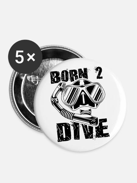 geboren zu tauchen - Buttons klein 25 mm (5er Pack) - Weiß