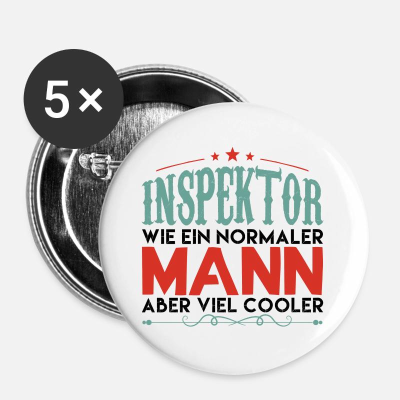 INSPEKTOR WIE EIN NORMALER MANN ABER VIEL COOLER! - Buttons klein 25 mm (5er Pack) - Weiß