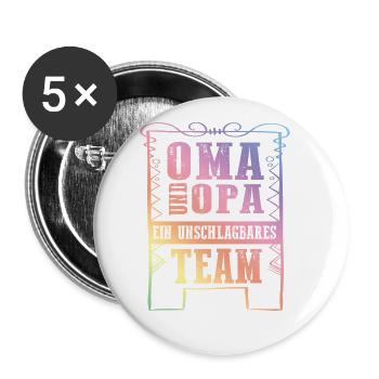 oma und opa team - Buttons klein 25 mm (5er Pack) - Weiß - Vorne
