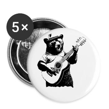 Lustiger Bär spielt Gitarre und singt - Buttons klein 25 mm (5er Pack) - Weiß - Vorne