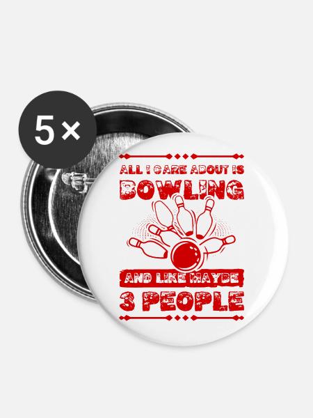 Bowling lustiger spruch - Buttons klein 25 mm (5er Pack) - Weiß