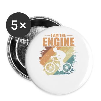 I am the Engine Fahrrad fahren Fitness - Buttons klein 25 mm (5er Pack) - Weiß - Vorne