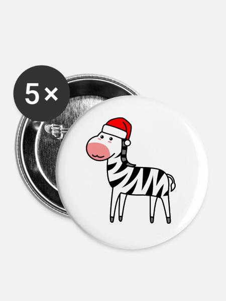 Zebra Comic Weihnachten Xmas - Buttons klein 25 mm (5er Pack) - Weiß