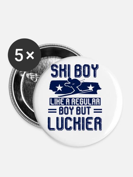 ski junge - Buttons klein 25 mm (5er Pack) - Weiß