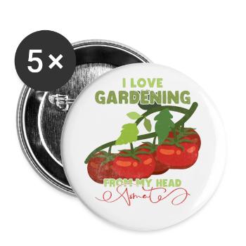 J’adore jardiner de ma tête Tomates - Lot de 5 petits badges (25 mm) - blanc - Devant