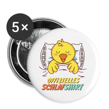 Offizielles Schlafshirt - Lustiges Design - Buttons klein 25 mm (5er Pack) - Weiß - Vorne