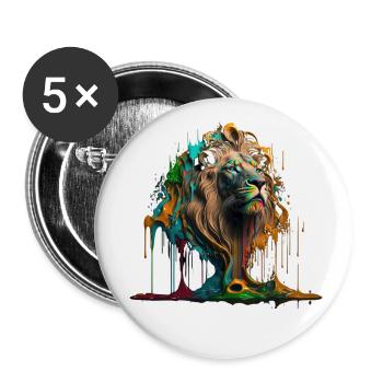 Regenbogen Löwe | Rainbow Lion | AI generated Art - Buttons klein 25 mm (5er Pack) - Weiß - Vorne