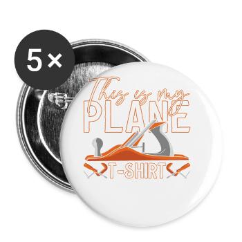 Lustige Holzbearbeitung sagt, das ist Flugzeug - Buttons klein 25 mm (5er Pack) - Weiß - Vorne