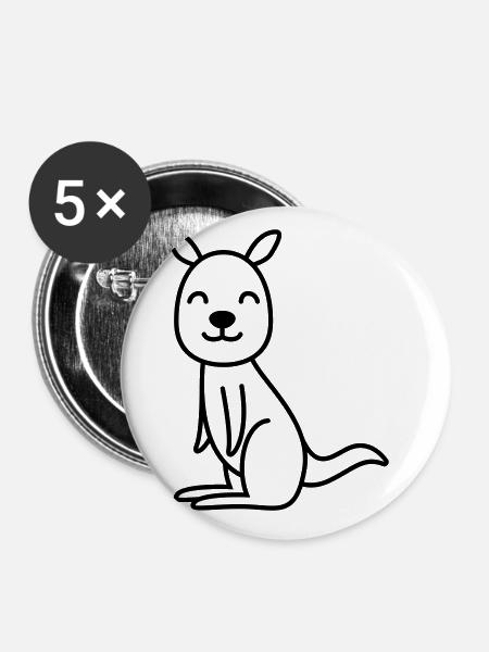 Kangaroo Comic - Buttons klein 25 mm (5er Pack) - Weiß