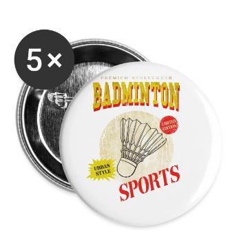 Badminton Badminton Sport Player Vintage Rétro - Lot de 5 petits badges (25 mm) - blanc - Devant