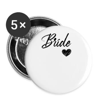 White Bride, Fiancée, Wedding, - Buttons small 1''/25 mm (5-pack) - white - Front