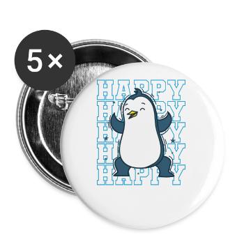 Le pingouin est un oiseau animal heureux de l’Antarctique - Lot de 5 petits badges (25 mm) - blanc - Devant