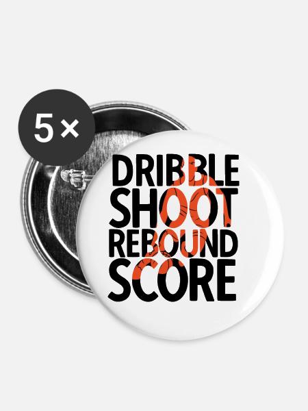 Basketball - Buttons klein 25 mm (5er Pack) - Weiß