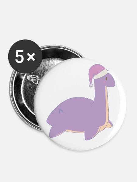 Pastel Dino - Buttons klein 25 mm (5er Pack) - Weiß