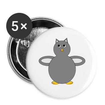 Niedliche graue Eule - Geschenkidee - Buttons klein 25 mm (5er Pack) - Weiß - Vorne