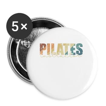 Pilates Instructeur Fitness Powerhouse - Lot de 5 petits badges (25 mm) - blanc - Devant