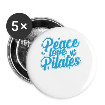 Peace Love Pilates Powerhouse Fitness - Lot de 5 petits badges (25 mm) - blanc - Devant