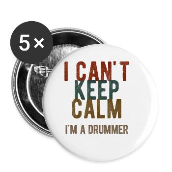 Schlagzeug Spieler Drummer - Buttons klein 25 mm (5er Pack) - Weiß - Vorne