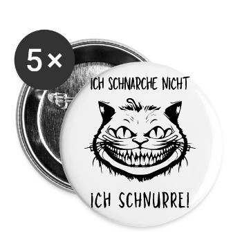 Ich schnarche nicht, Ich schnurre - Grinsekatze - Buttons klein 25 mm (5er Pack) - Weiß - Vorne