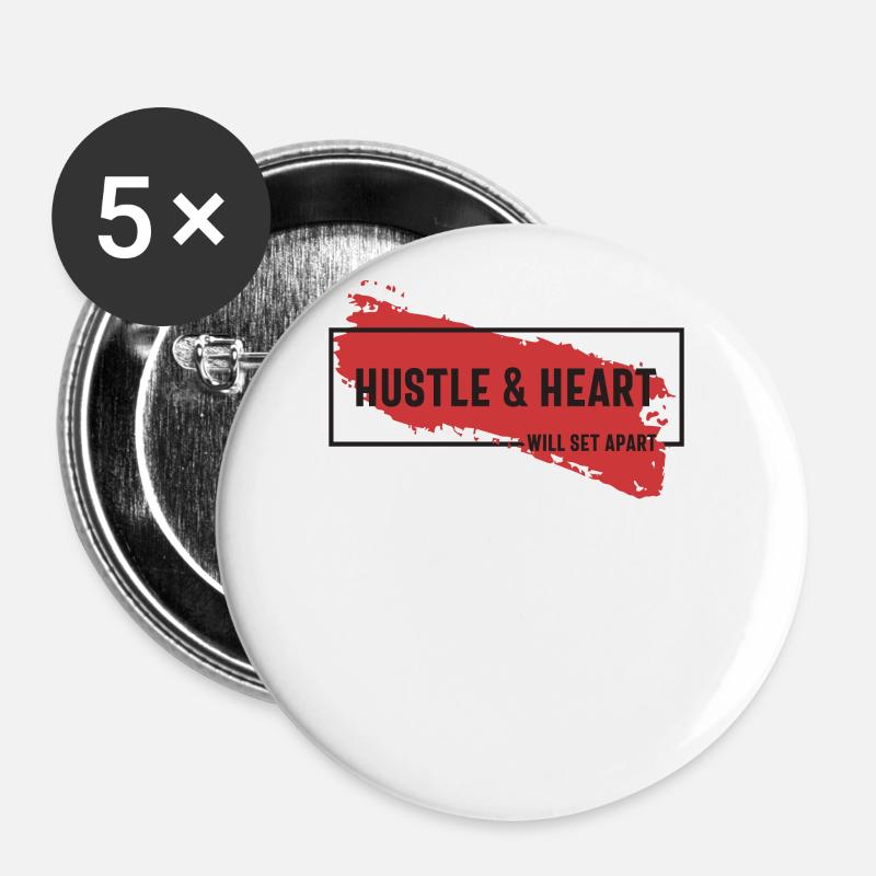 Hektik und Herz werden sich abheben - motivierend - Buttons klein 25 mm (5er Pack) - Weiß