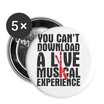 Schlagzeug Spieler Drummer - Buttons klein 25 mm (5er Pack) - Weiß - Vorne