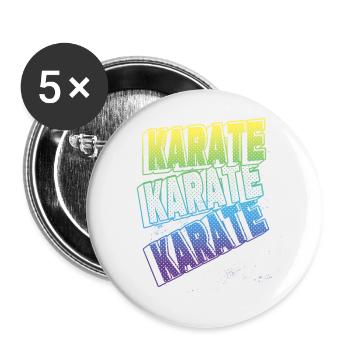 Karaté, Écriture, Arts martiaux, Arts martiaux, Combat, Sports - Lot de 5 petits badges (25 mm) - blanc - Devant