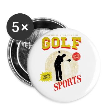 Golf Golfen Golfspieler Sport Hobby Club Vintage - Buttons klein 25 mm (5er Pack) - Weiß - Vorne