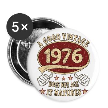 47th Birthday 1976 '47 Good vintage - Buttons small 1''/25 mm (5-pack) - white - Front
