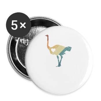 Animal oiseau d’autruche dans la savane - Lot de 5 petits badges (25 mm) - blanc - Devant