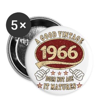 57ème anniversaire 1966 '57 Bon Millésime - Lot de 5 petits badges (25 mm) - blanc - Devant