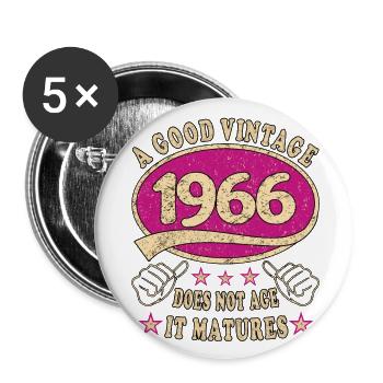 57ème anniversaire 1966 '57 Bon Millésime - Lot de 5 petits badges (25 mm) - blanc - Devant