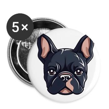 French Bulldog - Buttons small 1''/25 mm (5-pack) - white - Front