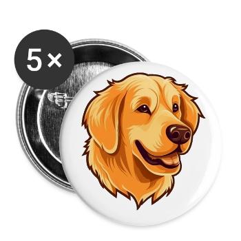 Golden Retriever - Buttons small 1''/25 mm (5-pack) - white - Front