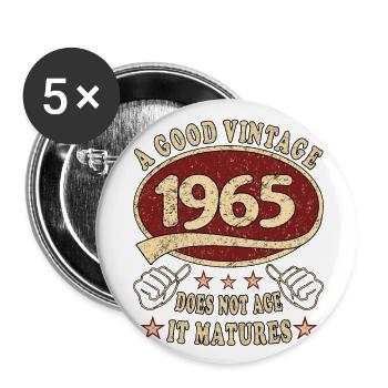 58th Birthday 1965 '58 Good Vintage - Buttons small 1''/25 mm (5-pack) - white - Front