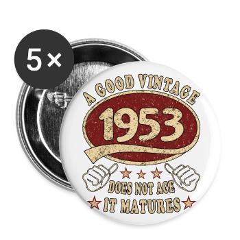 70e anniversaire 1953 70s Bon millésime - Lot de 5 petits badges (25 mm) - blanc - Devant