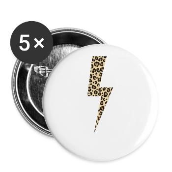 Léopard Lightning Big Cat Afrique - Lot de 5 petits badges (25 mm) - blanc - Devant