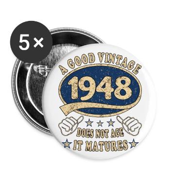 75th Birthday 1948 75 Good vintage - Buttons small 1''/25 mm (5-pack) - white - Front