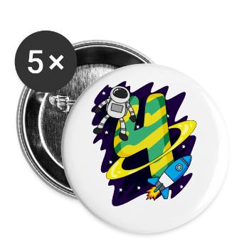 4 Birthday Boy Astronaut - quatre ans - Lot de 5 petits badges (25 mm) - blanc - Devant