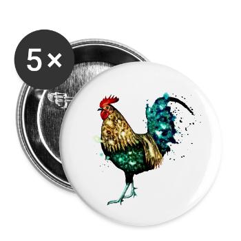Watercolor Rooster - Buttons small 1''/25 mm (5-pack) - white - Front